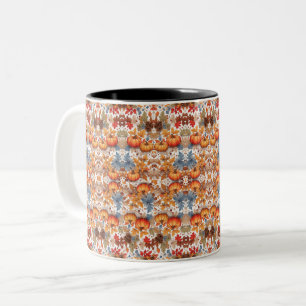 Handgemalte Pumpkins und Pinecones Herbstdekor Zweifarbige Tasse