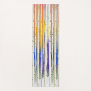Handgemalte Regenbogen-Sonnenuntergang-Birke-Aquar Yogamatte