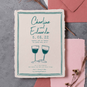 Handgemalte Retro zeitgenössische Kunst Hochzeit Einladung