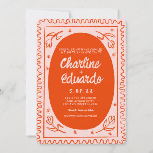 Handgemalte Retro zeitgenössische Kunst Hochzeit Einladung