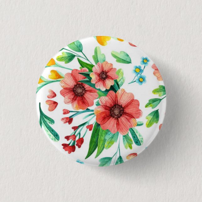 Handgemalte rosa Blume Blumenmuster-23498 Button (Vorderseite)