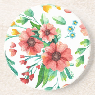 Handgemalte rosa Blume Blumenmuster-23498 Getränkeuntersetzer