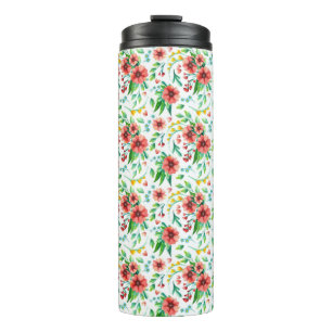 Handgemalte rosa Blume Blumenmuster-23498 Thermosbecher