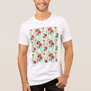 Handgemalte rosa Blume Blumenmuster-23498 Tri-Blend Shirt