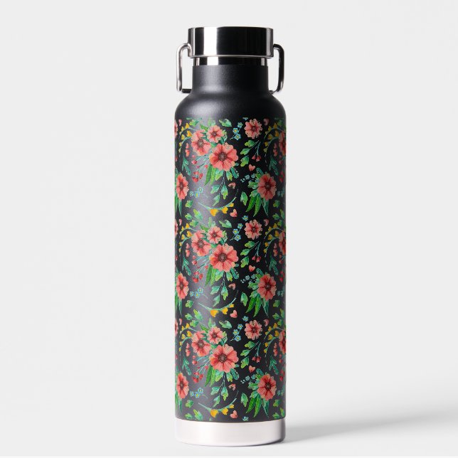 Handgemalte rosa Blume Blumenmuster-23498 Trinkflasche (Vorne)