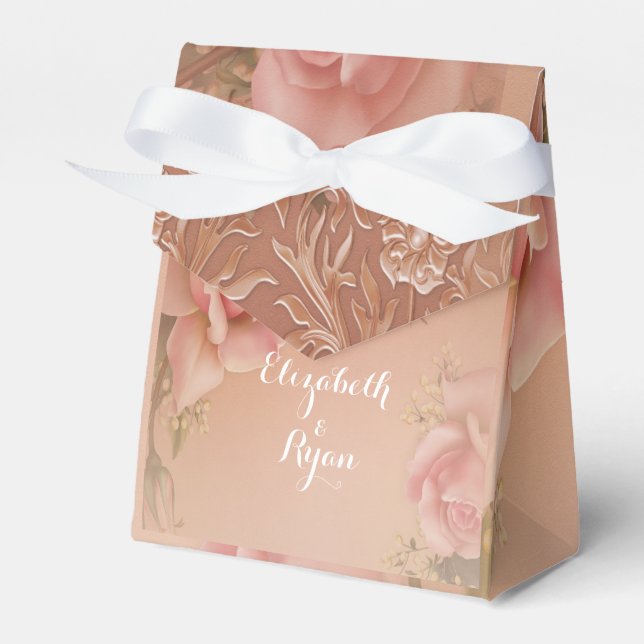 Handgemalte Rosen Gold Filigree Geschenkschachtel (Vorderseite)