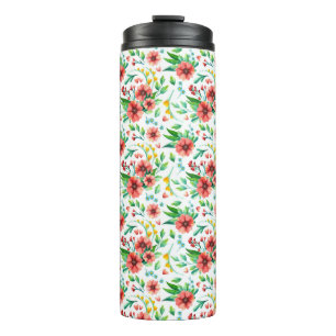 Handgemalte rote Blume Blumenmuster-23498 Thermosbecher