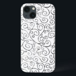Handgemalte schwarze Krümmung auf Weiß title_seo2<br><div class="desc">Handgemalte schwarze Kurven drehen sich,  treffen und divergieren in diesem allumfassenden Wiederholdesign auf weißem Hintergrund. Die kurvigen Linien enden mit Scrolldesigns. Das dekorative Bild ist sowohl frei fließend als auch zart. Aquarellmalerei,  gescannt. Copyright © 2014 Claire E. Skinner. Alle Rechte vorbehalten.</div>