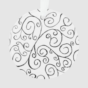 Handgemalte schwarze Krümmung auf Weiß Ornament