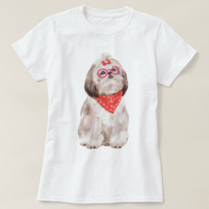 Handgemalte Shih Tzu Puppy Dog T-Shirt