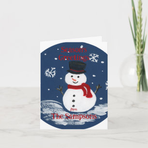 Handgemalte Snowman Gruß PERSONALIZE