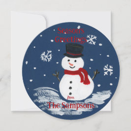 Handgemalte Snowman PERSONALIZE Round