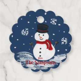 Handgemalte Snowman PERSONALIZE Round Geschenkanhänger