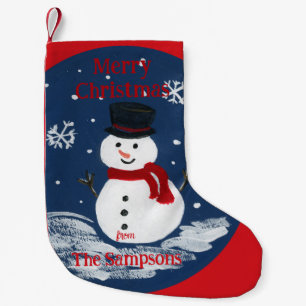 Handgemalte Snowman Red PERSONALIZE Kleiner Weihnachtsstrumpf