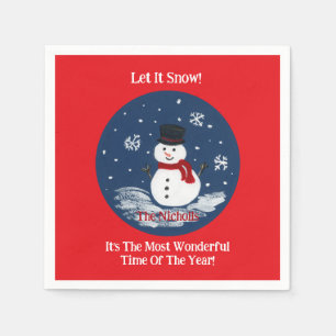 Handgemalte Snowman Red PERSONALIZE Serviette