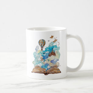 Handgemalte Storybook-Flugburg-Aquarell Kaffeetasse