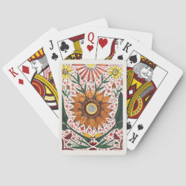 Handgemalte symmetrische Sonnenblumen-Blumen Spielkarten