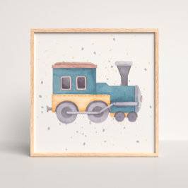 Handgemalte Train Baby Boy Kinderzimmer Poster