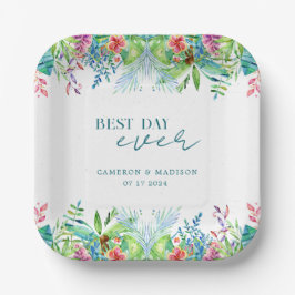 handgemalte Tropische Blume Hochzeit Pappteller