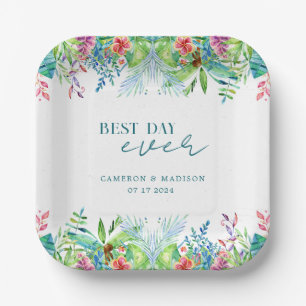 handgemalte Tropische Blume Hochzeit Pappteller