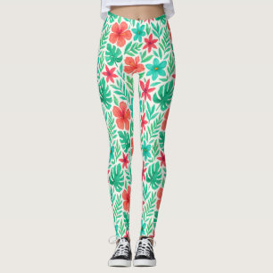 Handgemalte tropische Blume Sommer Leggings