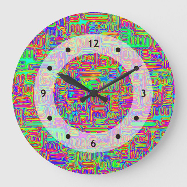 Handgemalte und digital gestrichene Muster Art 42 Große Wanduhr (Vorderseite)