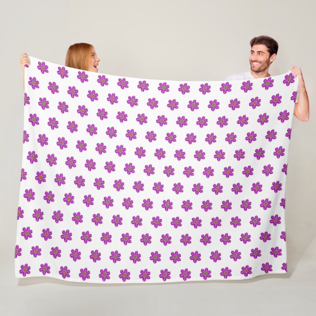 Handgemalte violette Blumen Weißes Muster Fleecedecke (Beispiel)