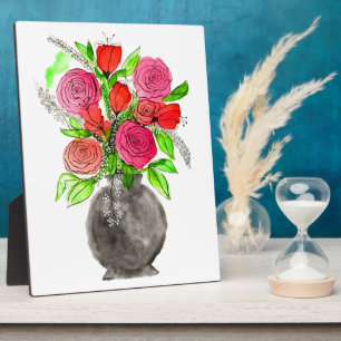 Handgemalte Wasserfarbe Abstrakte Blumenkunst Fotoplatte