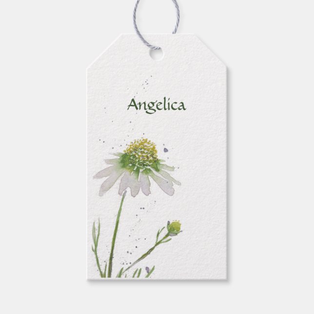 Handgemalte Wasserfarbe Daisy Custom Bible Verse Geschenkanhänger (Vorderseite)