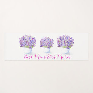 Handgemalte Wasserfarbe Lavendel Blumen MOM Yogamatte