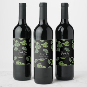 Handgemalte Wasserfarbe Monstera Adansonii Blatt H Weinetikett