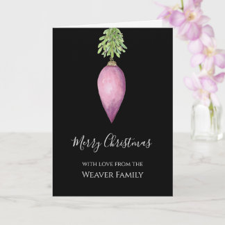 Handgemalte Wasserfarbe Rosa Weihnachtsbaumkugel Karte