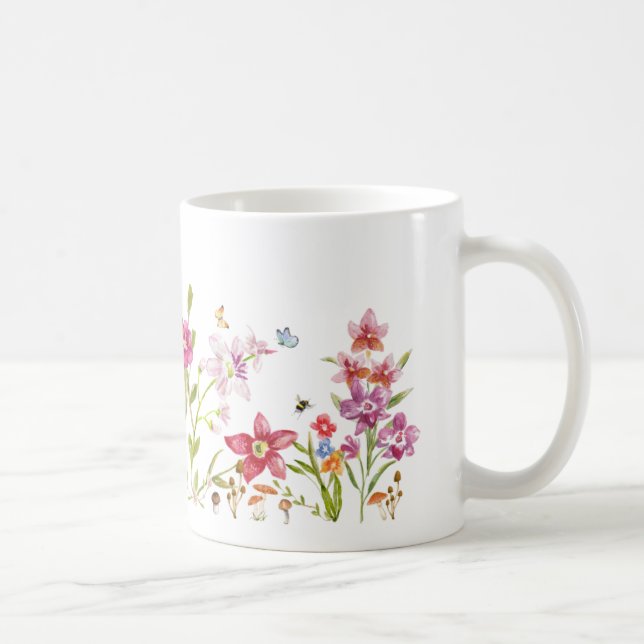 Handgemalte Wasserfarben-Botanik-Kunst Kaffeetasse (Rechts)