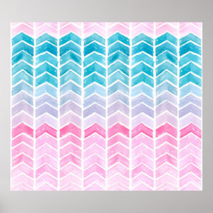 Handgemalte Wasserfarben geometrisch blau und blau Poster