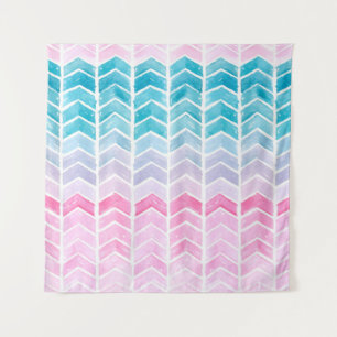 Handgemalte Wasserfarben geometrisch blau und blau Wandteppich