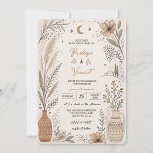 Handgemalte Wasserfarben-Hochzeit Einladung