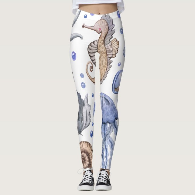 Handgemalte Wasserfarben-Muster. Leggings (Vorderseite)