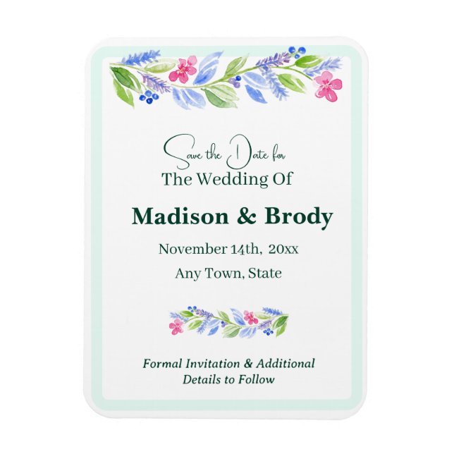 Handgemalte Wasserfarben Save the Date Magnet (Vertikal)