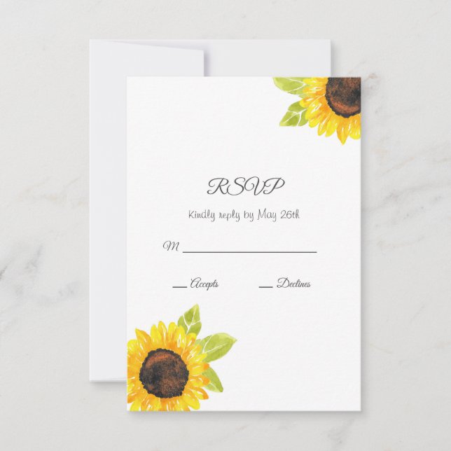 Handgemalte Wasserfarben-Sonnenblume RSVP Karte (Vorderseite)