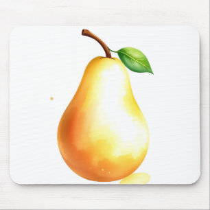 Handgemalte Wasserfarbenbirne auf einfachem Weiß Mousepad