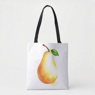 Handgemalte Wasserfarbenbirne auf einfachem Weiß Tasche