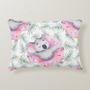 Handgemalte Wasserfarbenmuster mit Koala tropica Dekokissen