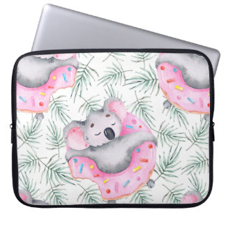 Handgemalte Wasserfarbenmuster mit Koala tropica Laptopschutzhülle
