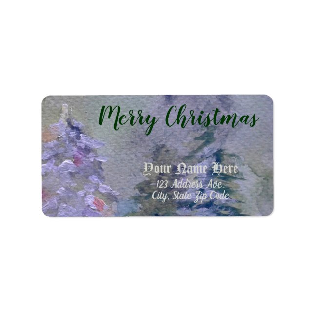 Handgemalte Weihnachtsbaum-Rücksendeadresse Adressaufkleber (Vorne)