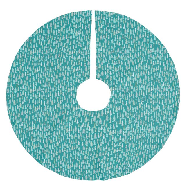 Handgemalte Weihnachtsbaumen Aqua White Blue Aquam Polyester Weihnachtsbaumdecke (Vorderseite)
