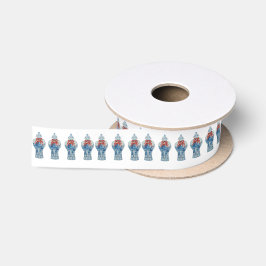 Handgemalte Weihnachtsblauer und Weiße Ingwer Jar Satinband