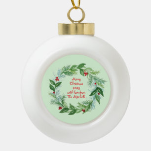 Handgemalte Weihnachtsfeiertage Wreath Keramik Kugel-Ornament