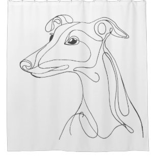 Handgemalte Windhund-Linienkunst Duschvorhang