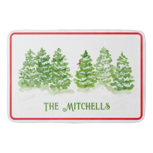 Handgemalte Winterbaumen PERSONALISIEREN NAME Badematte