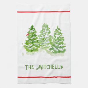 Handgemalte Winterbaumen PERSONALISIEREN NAME Geschirrtuch